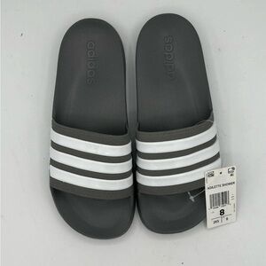 Adidas Dark Gray and White Adilette Slides